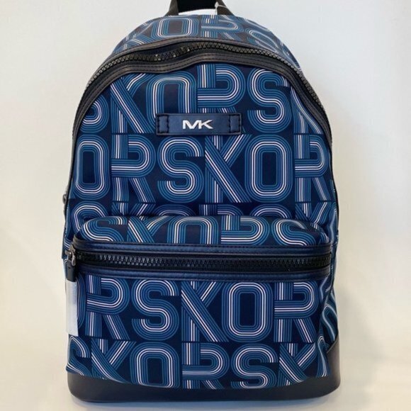 Michael Kors Mens Kent Graphic Logo Backpack Bag in Admiral - Picture 2 of 8